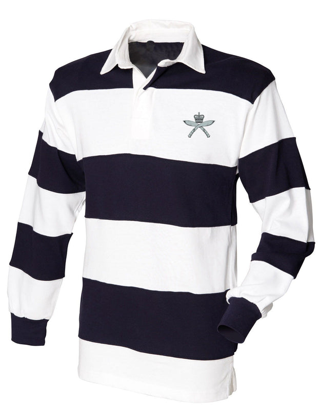 Royal Gurkha Rifles Rugby Shirt Clothing - Rugby Shirt The Regimental Shop 36" (S) White-Navy  Stripes 