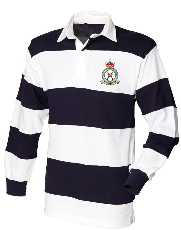 RAF REGIMENT Rugby Shirt Clothing - Rugby Shirt The Regimental Shop 36" (S) White-Navy  Stripes 