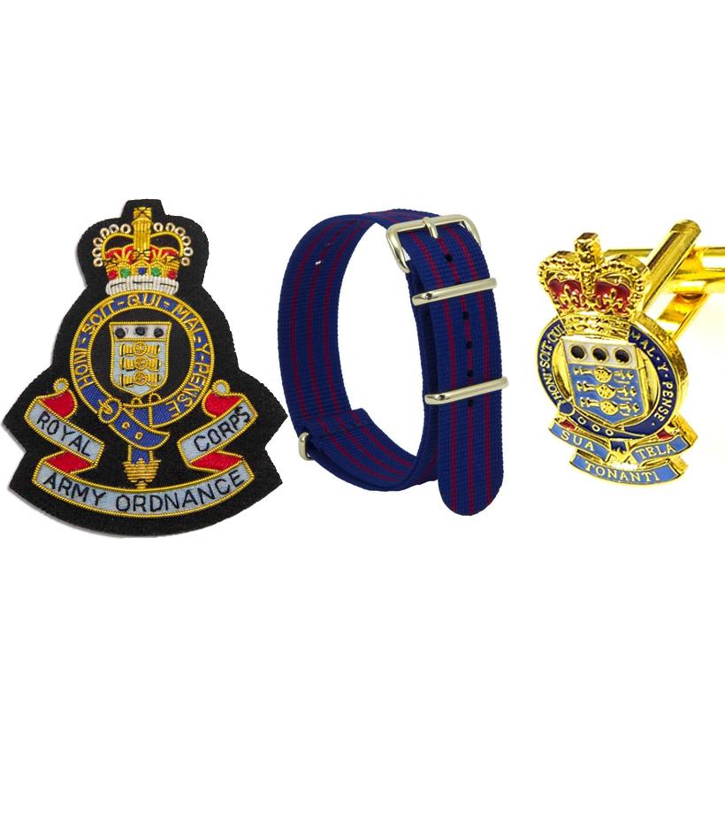 Official RAOC Merchandise, Royal Army Ordnance Corps PRI Shop, Royal Army Ordnance Corps Shop. Royal Army Ordnance Corps Tie, Royal Army Ordnance Corps Cufflinks, Royal Army Ordnance Corps Watch Strap, Royal Army Ordnance Corps Blazer Badge, RAOC Tie 