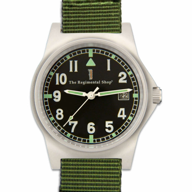 G10 Military Watch with Military Army Green Watch Strap G10 Watch The Regimental Shop Black/Silver/Army Green one size fits all