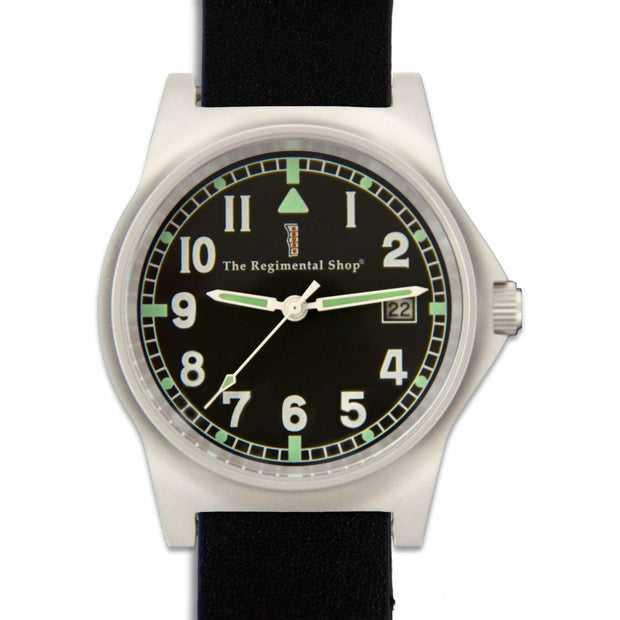 G10 Military Watch with Black Leather Watch Strap G10 Watch The Regimental Shop Black/Silver one size fits all