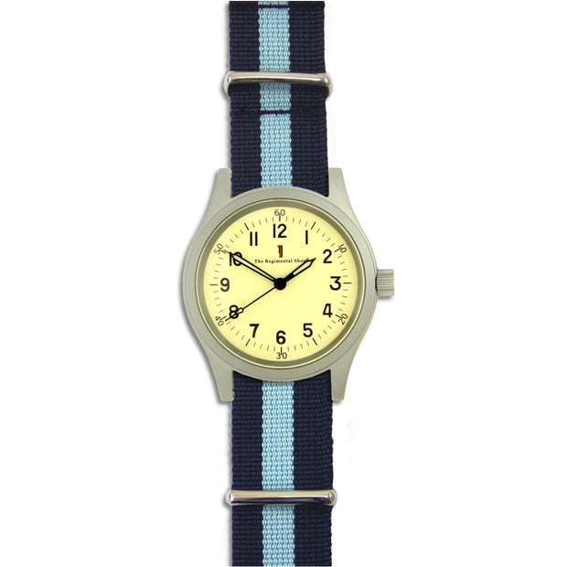 M120 Watch with Blue Striped Strap M120 Watch The Regimental Shop Silver/Yellow/Blue  