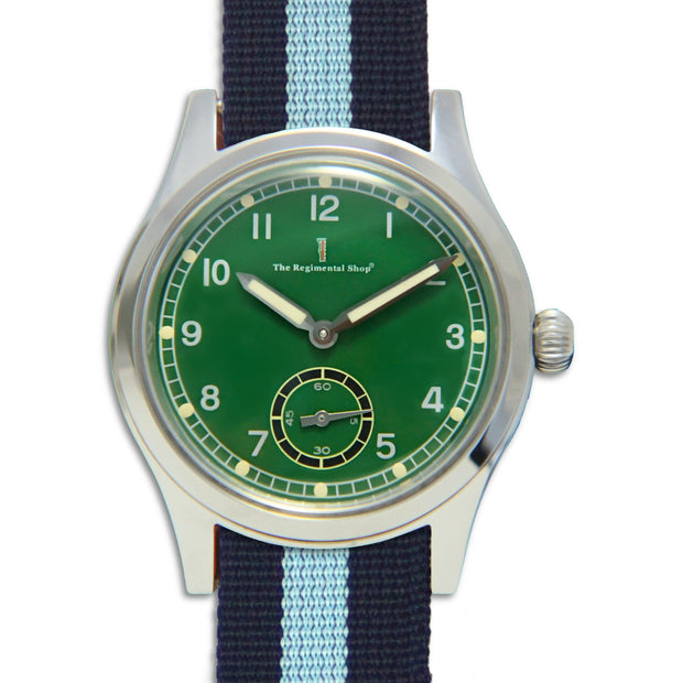 Meridian Watch with Blue Striped Strap Meridian Watch The Regimental Shop Green/Silver/Blue one size fits all