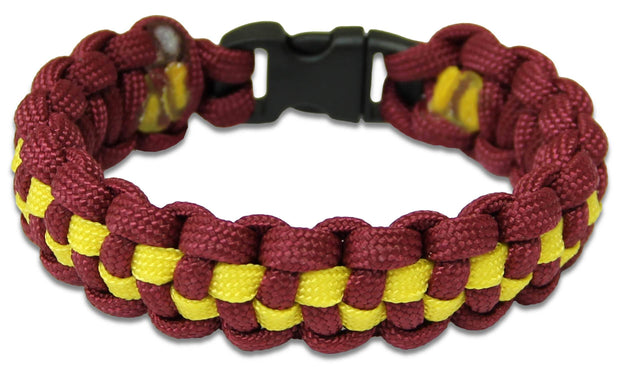 King's Royal Hussars Paracord Bracelet Bracelet, paracord The Regimental Shop XS - 15cm for 13cm wrist Maroon/Yellow 