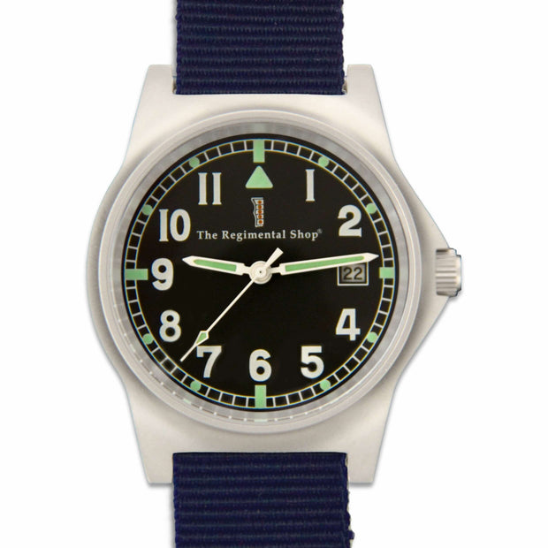 G10 Military Watch with Blue Watch Strap G10 Watch The Regimental Shop Black/Silver/Blue one size fits all
