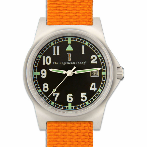 G10 Military Watch with Orange Watch Strap G10 Watch The Regimental Shop Black/Silver/Orange one size fits all