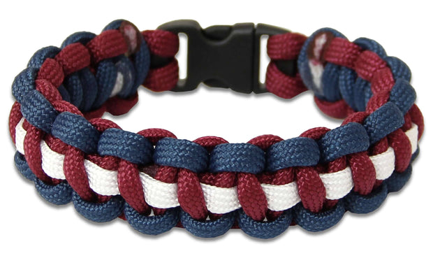 Queen's Dragoon Guards Paracord Bracelet Bracelet, paracord The Regimental Shop XS - 15cm for 13cm wrist Blue/Maroon/White 