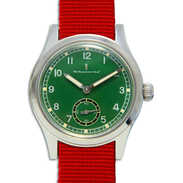 Meridian Watch with Red Strap Meridian Watch The Regimental Shop Green/Silver/Red one size fits all