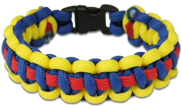 Royal Logistic Corps Paracord Bracelet Bracelet, paracord The Regimental Shop XS - 15cm for 13cm wrist Blue/Yellow/Red 