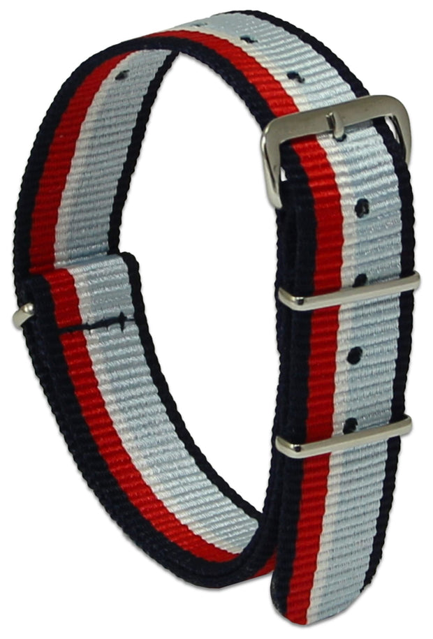 Royal Naval Air Service G10 Watch Strap Watch Strap, G10 The Regimental Shop One size fits all Dark Blue/Light Blue/Red/White