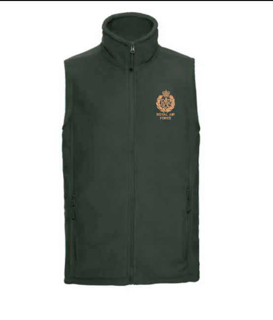 Royal Air Forces - Sleeveless Fleece - 2X Large - Bottle Green Stock Clearance The Regimental Shop