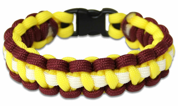 The Royal Lancers Paracord Bracelet Bracelet, paracord The Regimental Shop XS - 15cm for 13cm wrist Maroon/White/Yellow 