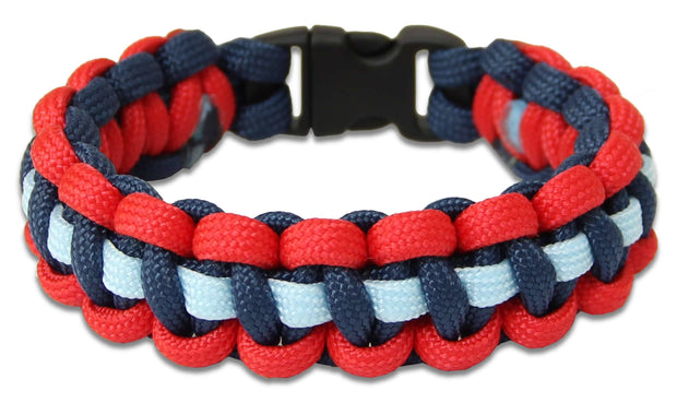 Tri Services Paracord Bracelet Bracelet, paracord The Regimental Shop XS - 15cm for 13cm wrist Red/Light Blue/Navy Blue 