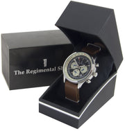 Military Chronograph Watch with Brown Leather Strap - regimentalshop.com