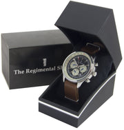 Military Chronograph Watch with Brown Leather Strap - regimentalshop.com
