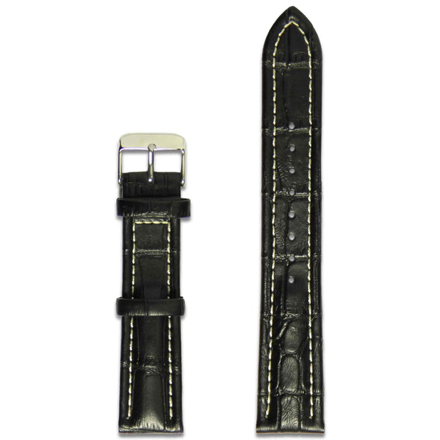 Black Leather Two Piece Watch Strap Two Piece Watch Strap The Regimental Shop Black one size fits all 