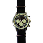 Military Chronograph Watch with Black Leather Strap Chronograph The Regimental Shop   