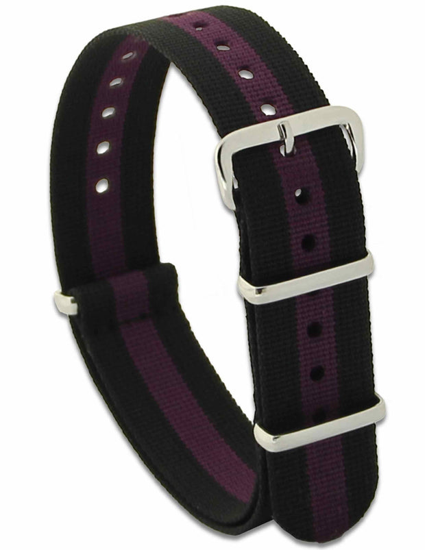 Black and Purple Striped G10 Watch Strap Watch Strap, G10 The Regimental Shop Black/Purple one size fits all 