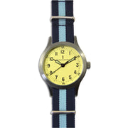"Decade" Military Watch with Navy Blue and Light Blue Striped Strap Decade Watch The Regimental Shop   