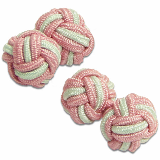 Cucumber Green & Salmon Pink Knot Cufflinks - regimentalshop.com