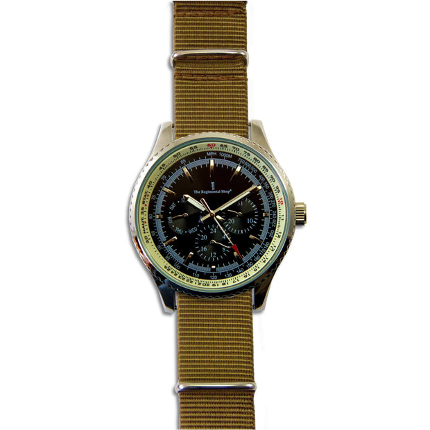 Military Multi Dial Watch with Khaki Strap Multi Dial The Regimental Shop   