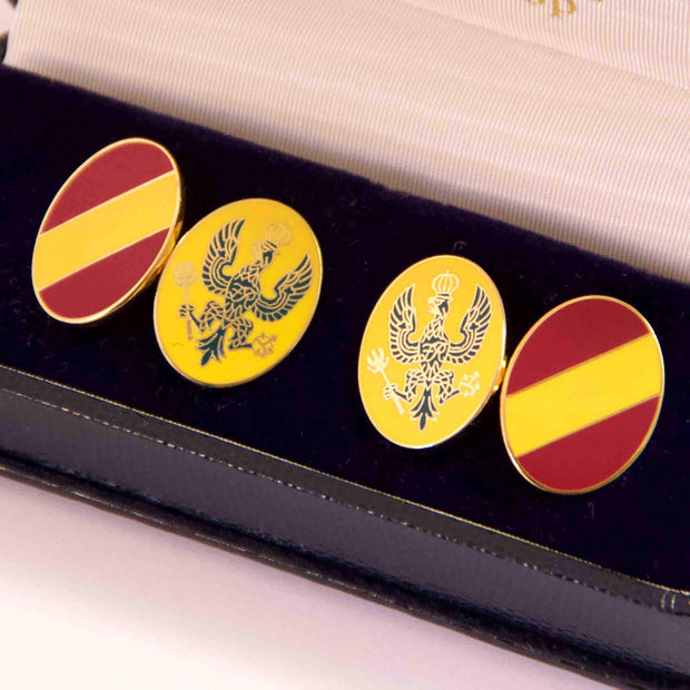 King's Royal Hussars Cufflinks Cufflinks, Gilt Enamel The Regimental Shop   