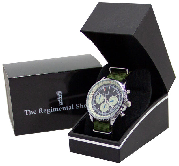Olive Green Military Chronograph Watch Chronograph The Regimental Shop   