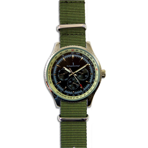 Military Multi Dial Watch with Olive Green Strap Multi Dial The Regimental Shop   