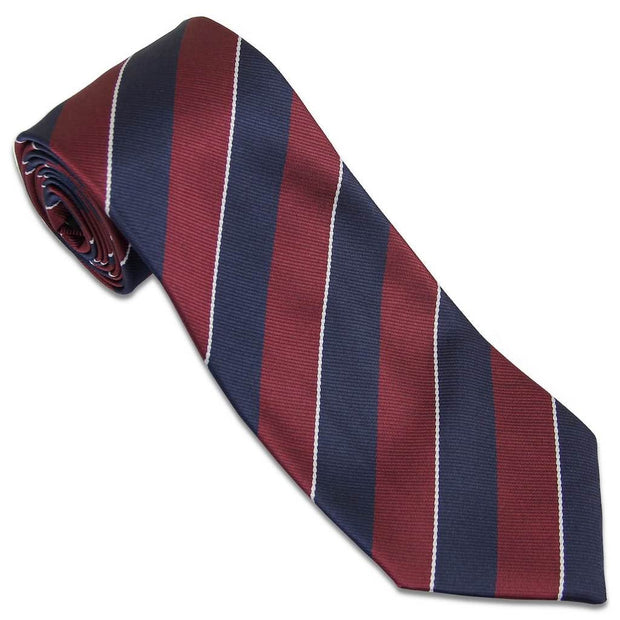 Queen's Dragoon Guards Tie (Polyester) Tie, Polyester The Regimental Shop Maroon/Navy Blue/White one size fits all 