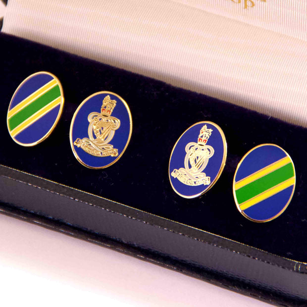 Queen's Royal Hussars Regimental Cufflinks Cufflinks, Gilt Enamel The Regimental Shop   