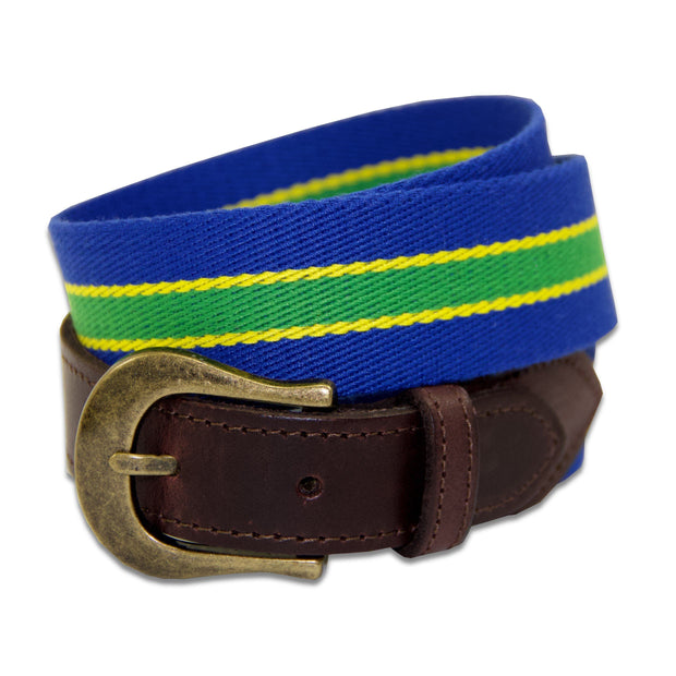 Queen's Royal Hussars (QRH) Webbing Belt Webbing Belt The Regimental Shop S (30-32") Blue/Yellow/Green 