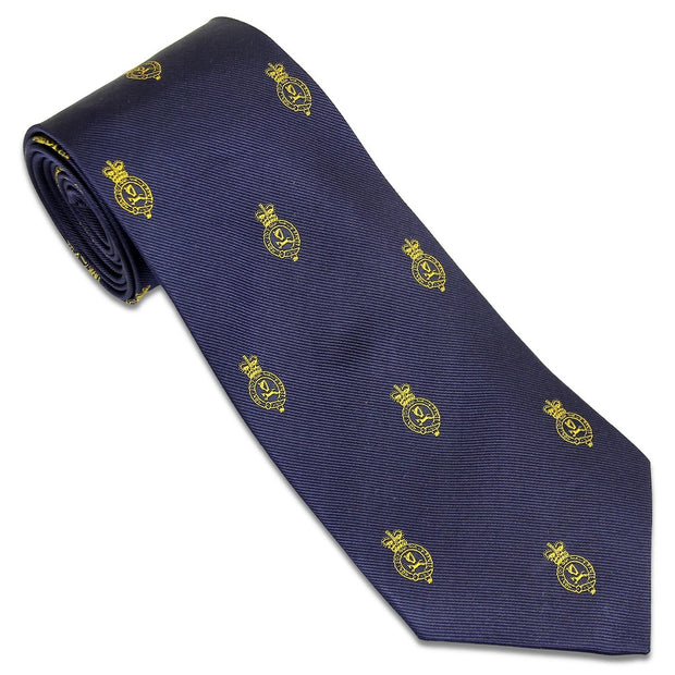 Queen's Royal Hussars Cypher Tie (Silk) Tie, Silk, Woven The Regimental Shop Navy Blue/Gold one size fits all 
