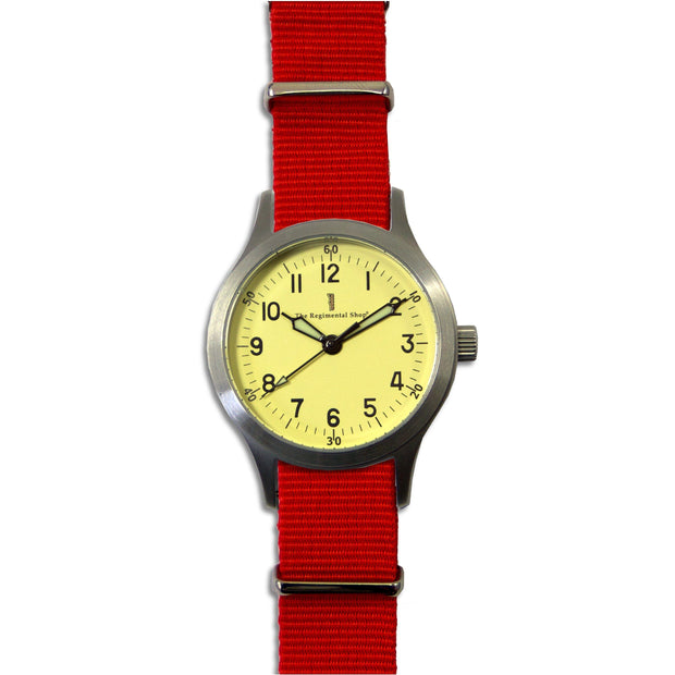"Decade" Military Watch with Red Strap Decade Watch The Regimental Shop   