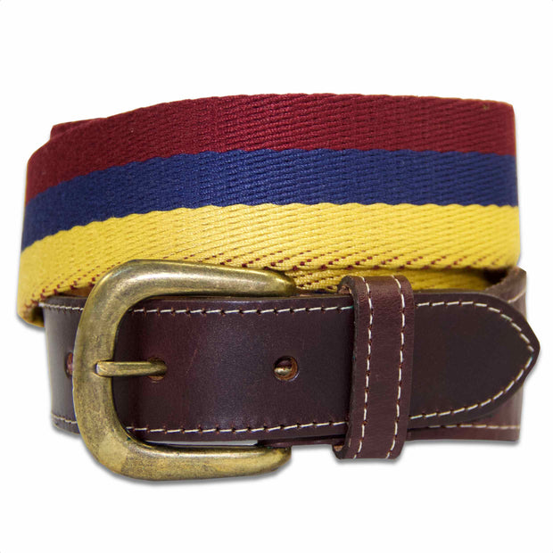Royal Army Medical Corps (RAMC) Webbing Belt Webbing Belt The Regimental Shop S (30-32") Maroon/Blue/Yellow 