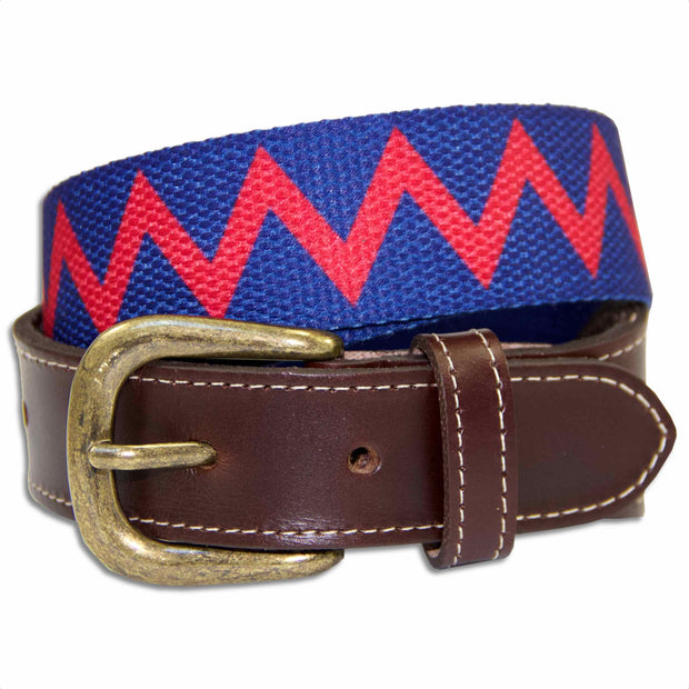Royal Artillery Webbing Belt - 'Zig Zag' Design Webbing Belt The Regimental Shop S (30-32") Blue/Red 