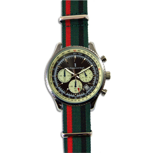 Royal Green Jackets Military Chronograph Watch Chronograph The Regimental Shop Green/Black/Red one size fits all 