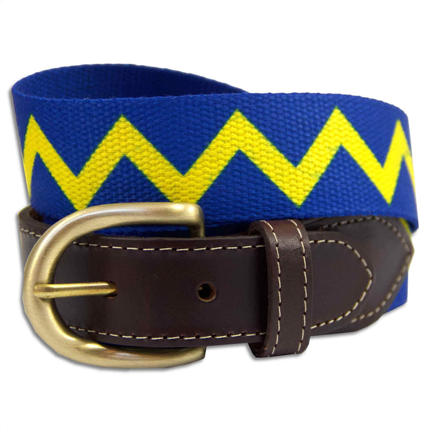 Royal Scots Dragoon Guards Vandyke Webbing Belt Webbing Belt The Regimental Shop S (30-32") Blue/Yellow 
