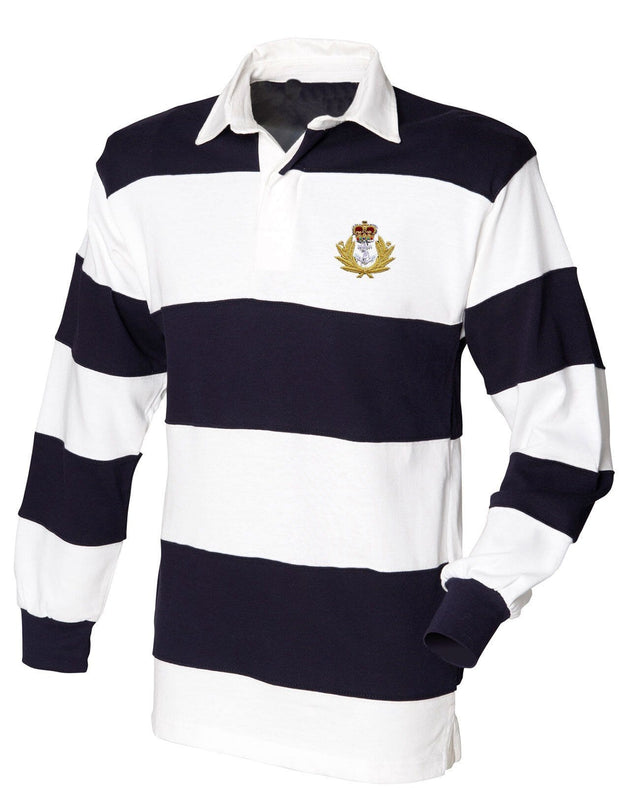 Royal Navy Rugby Shirt - Small - Navy Blue/White Striped - regimentalshop.com