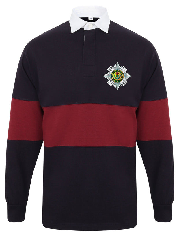 Scots Guards Rugby Shirt - Small - Navy Blue/Maroon Panelled - regimentalshop.com