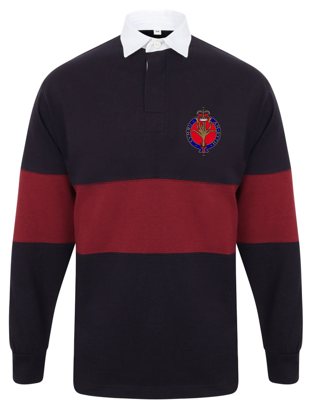 Welsh Guards Regiment Rugby Shirt - Medium - Navy Blue/Maroon Panelled - regimentalshop.com