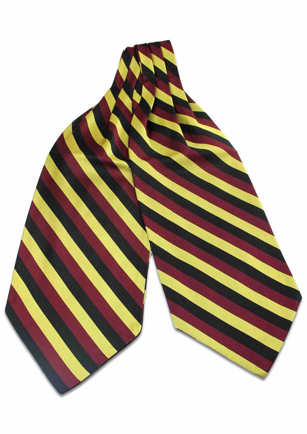 The Royal Hussars (PWO) Cravat (Silk) Cravat The Regimental Shop Maroon/Black/Yellow one size fits all 