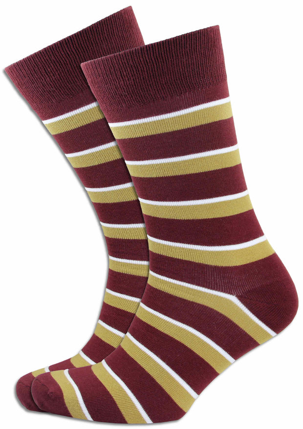 The Royal Lancers Regimental Socks Socks The Regimental Shop Maroon/Buff/White One size fits all 