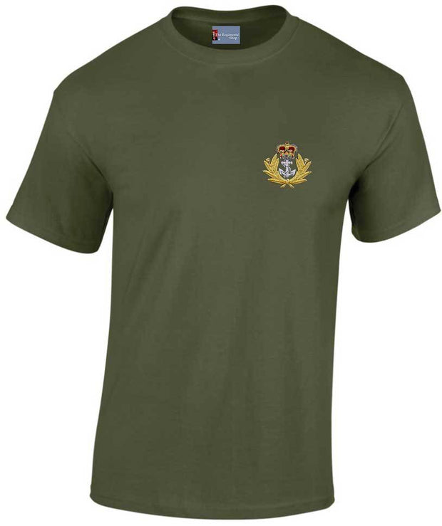 Royal Navy Cotton T-shirt (Cap Badge) Clothing - T-shirt The Regimental Shop Small: 34/36" Army Green (Olive) 
