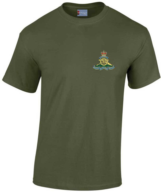 Royal Artillery Cotton T-shirt Clothing - T-shirt The Regimental Shop Small: 34/36" Army Green (Olive) 