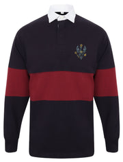 King's Royal Hussars (KRH) Panelled Rugby Shirt Clothing - Rugby Shirt - Panelled The Regimental Shop 36/38" (S) Navy/Burgundy 