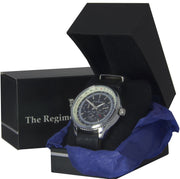 Military Multi Dial Watch with Black Leather Strap - regimentalshop.com