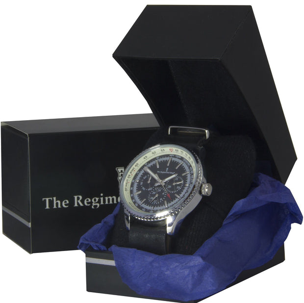 Military Multi Dial Watch with Black Leather Strap Multi Dial The Regimental Shop   