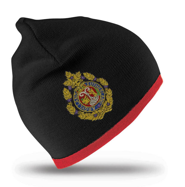 Argyll & Sutherland Highlanders Regimental Beanie Hat Clothing - Beanie The Regimental Shop Black/Red one size fits all 
