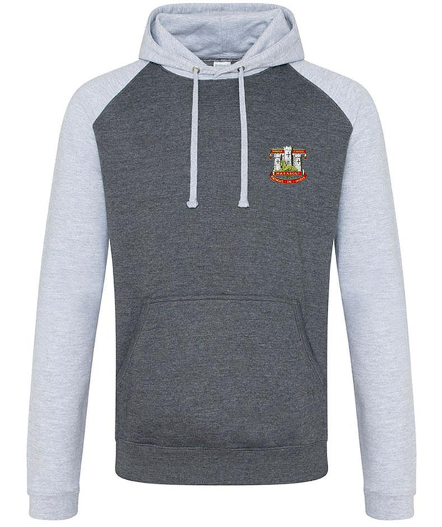 Devonshire and Dorset Premium Baseball Hoodie Clothing - Hoodie The Regimental Shop S (36") Charcoal/Light Grey 