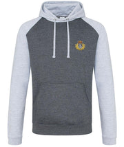 Royal Navy Premium Baseball Hoodie (Cap Badge) Clothing - Hoodie The Regimental Shop S (36") Charcoal/Light Grey 